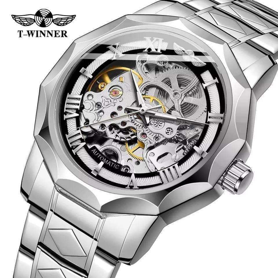 Mens skeleton watch sale clearance